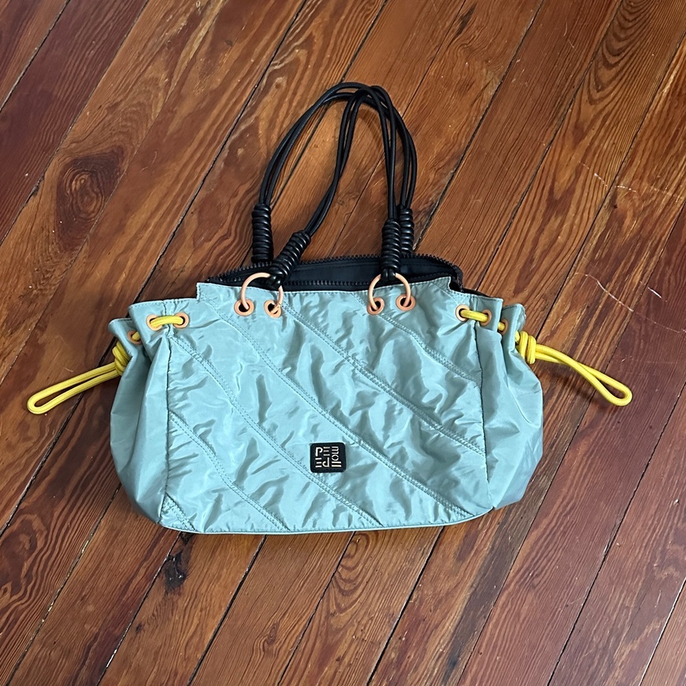 XL Nylon Quilted Lime Green Tote Bag Vegan Leather SS2023 PEPE MOLL SPAIN